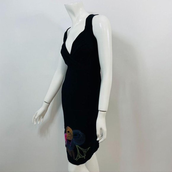 Desigual Black Knit Floral Embroidered Dress - Picture 4 of 8